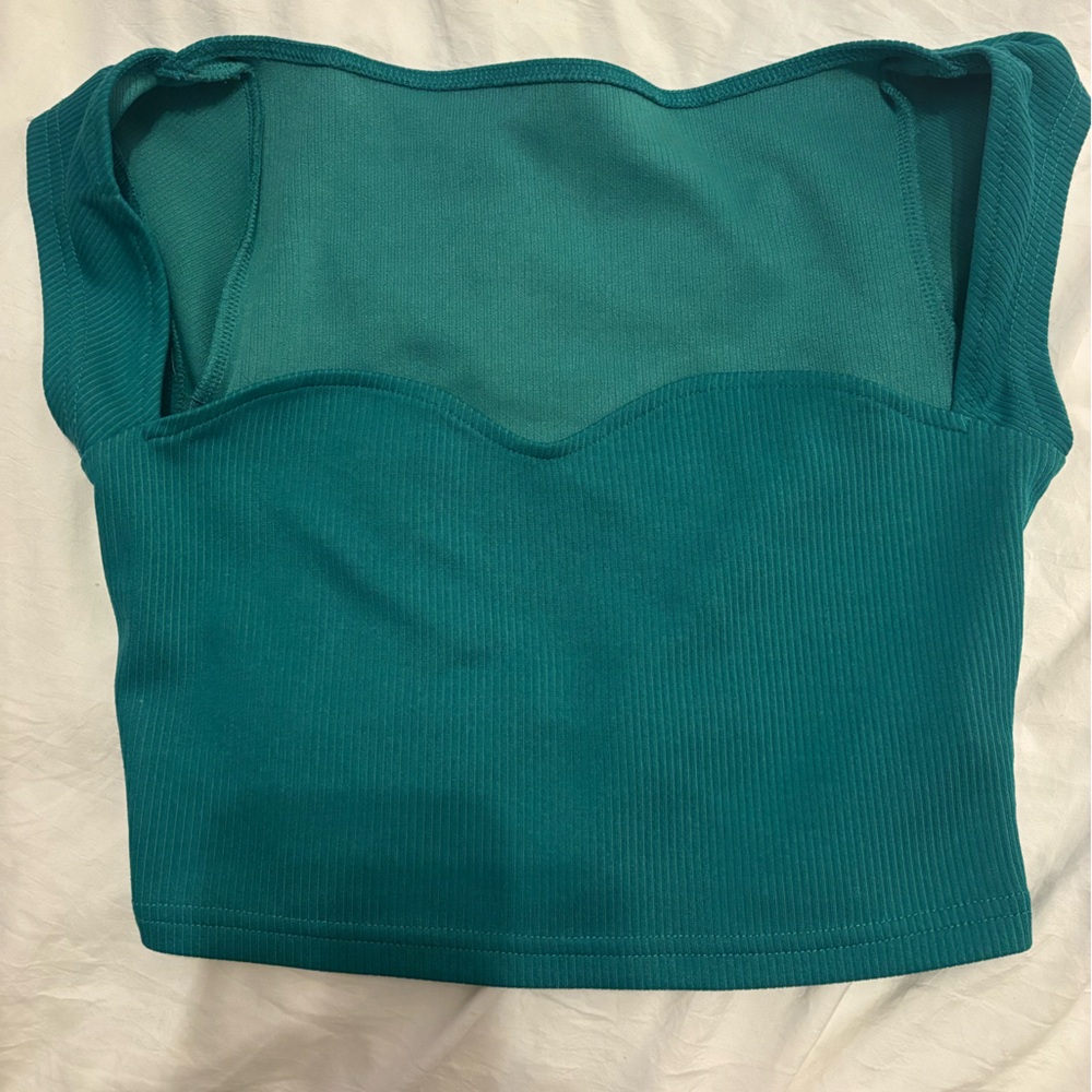 SHEIN Teal Ribbed Knit Top